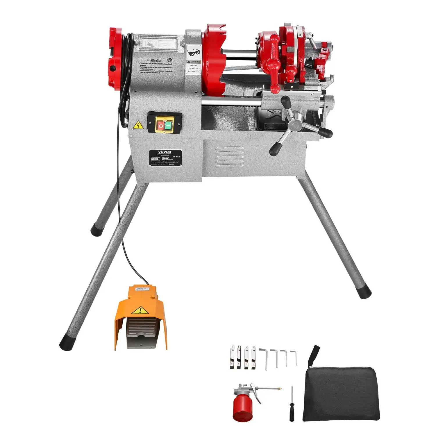 【toolupgrade】VEVOR Electric Pipe Threader Machine, 750W 28RPM Threading Cutting Machine, 1/2 to 2 inch Pipes Threading Cutter Tool with Foot Pedal for Plumbing, Automotive Repairs, Metalworking