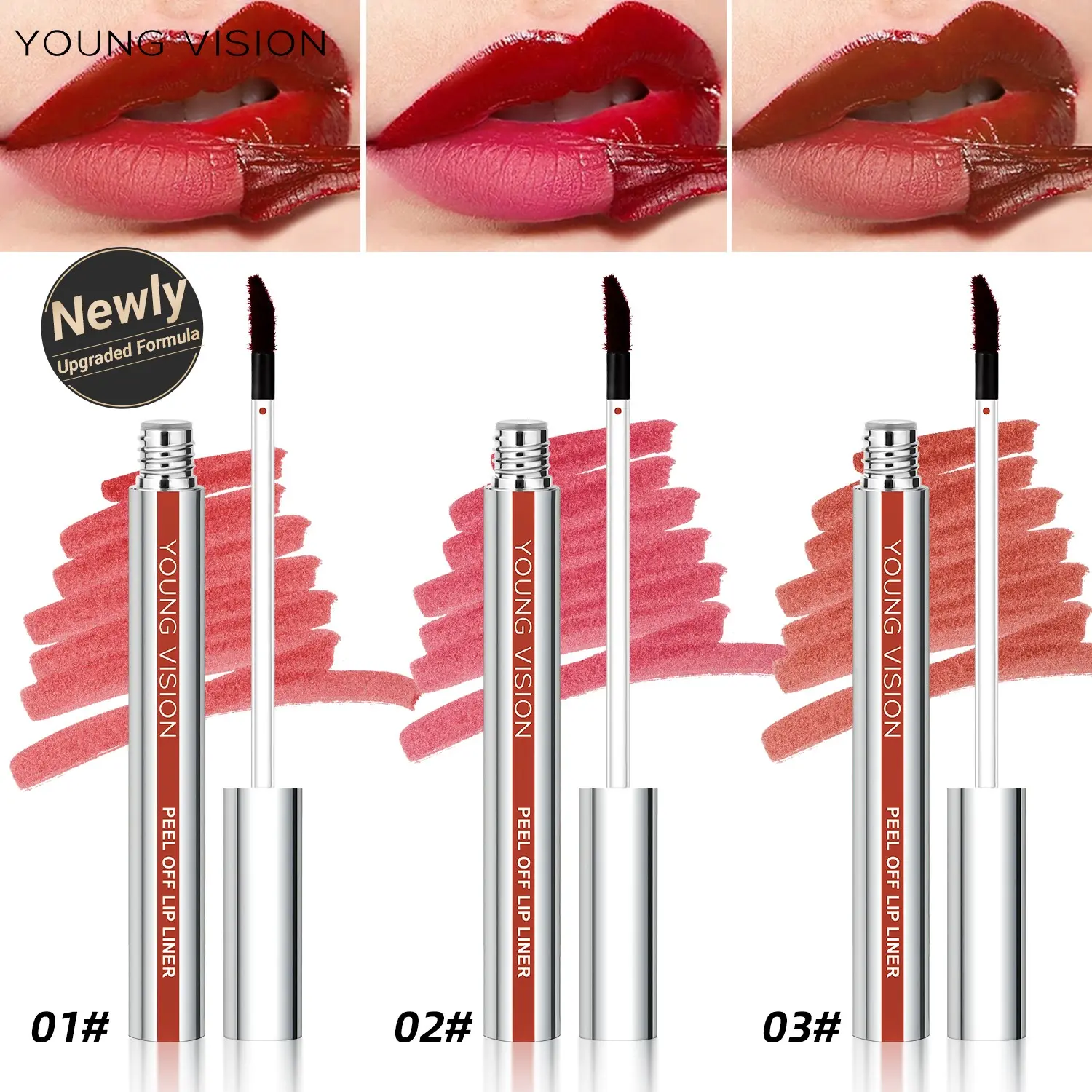 YOUNG VISION Lip Liner Pens Balm with Upgraded, Moisturizing Formula, 3 Counts/set Lip Liner Kit Defines Lips with Smooth, Precise Color Makeup Lipliner