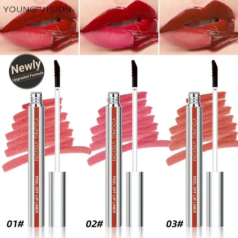YOUNG VISION Lip Liner Pens Balm with Upgraded, Moisturizing Formula, 3 Counts/set Lip Liner Kit Defines Lips with Smooth, Precise Color Makeup Lipliner