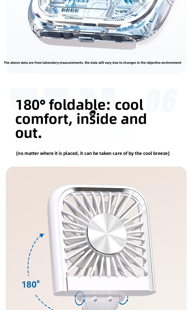 tylish and versatile personal fan with digital display, foldable design, and dual-use for neck hanging or handheld. Built with ice compress cooling technology, USB rechargeable, ultra-portable for outdoor, travel, office and daily use. Low noise, strong w