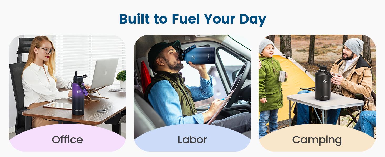 1 Gallon Water Bottle Insulated, Vacuum Stainless Steel Water Bottle Keep Cold 48Hrs, 128 oz Large Gallon Water Jug for Travel, Sport, Gym, Hiking with Carrier Bag, Black