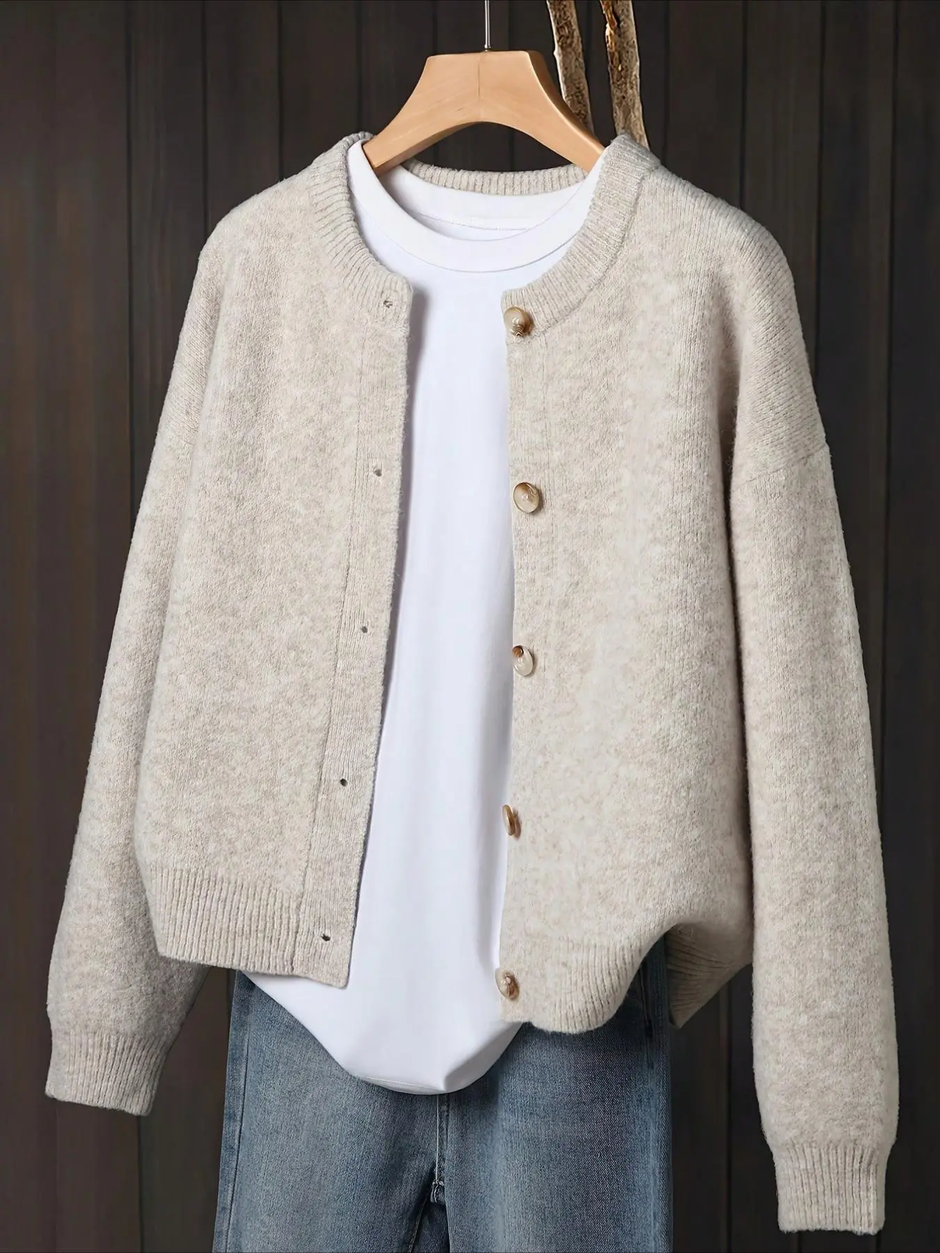 New Women's Y2K Elegant Outdoor Round Neck Button Knit Cardigan, Spring & Fall Fashion, Casual Winter, Sweet Style