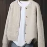 New Women's Loose Fit Elegant Outdoor Round Neck Button Front Solid Knit Sweater, Knitwear For Fall, Spring Y2K Cute Fashion Winter Casual Top