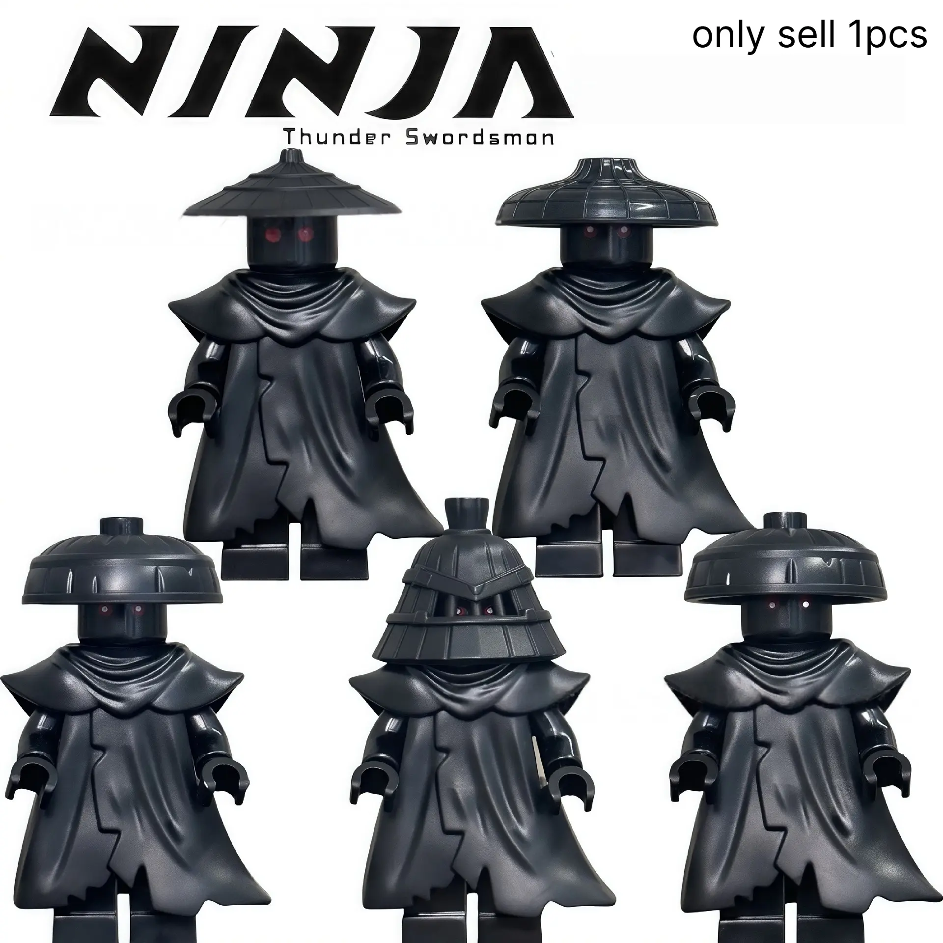 5 dark-style villain building block minifigures with light-up eye design, compatible with universal building blocks, ideal for display and collection