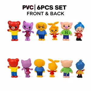6 PCS Plim Plim Action Figures Set Mini PVC Cartoon Toys Cute Clown & Animal Friends Collectible Model Dolls for Kids Birthday Party Favors Cupcake Toppers Baby Shower Decorations Boys Girls Toddlers Gift Viral Nursery Figure