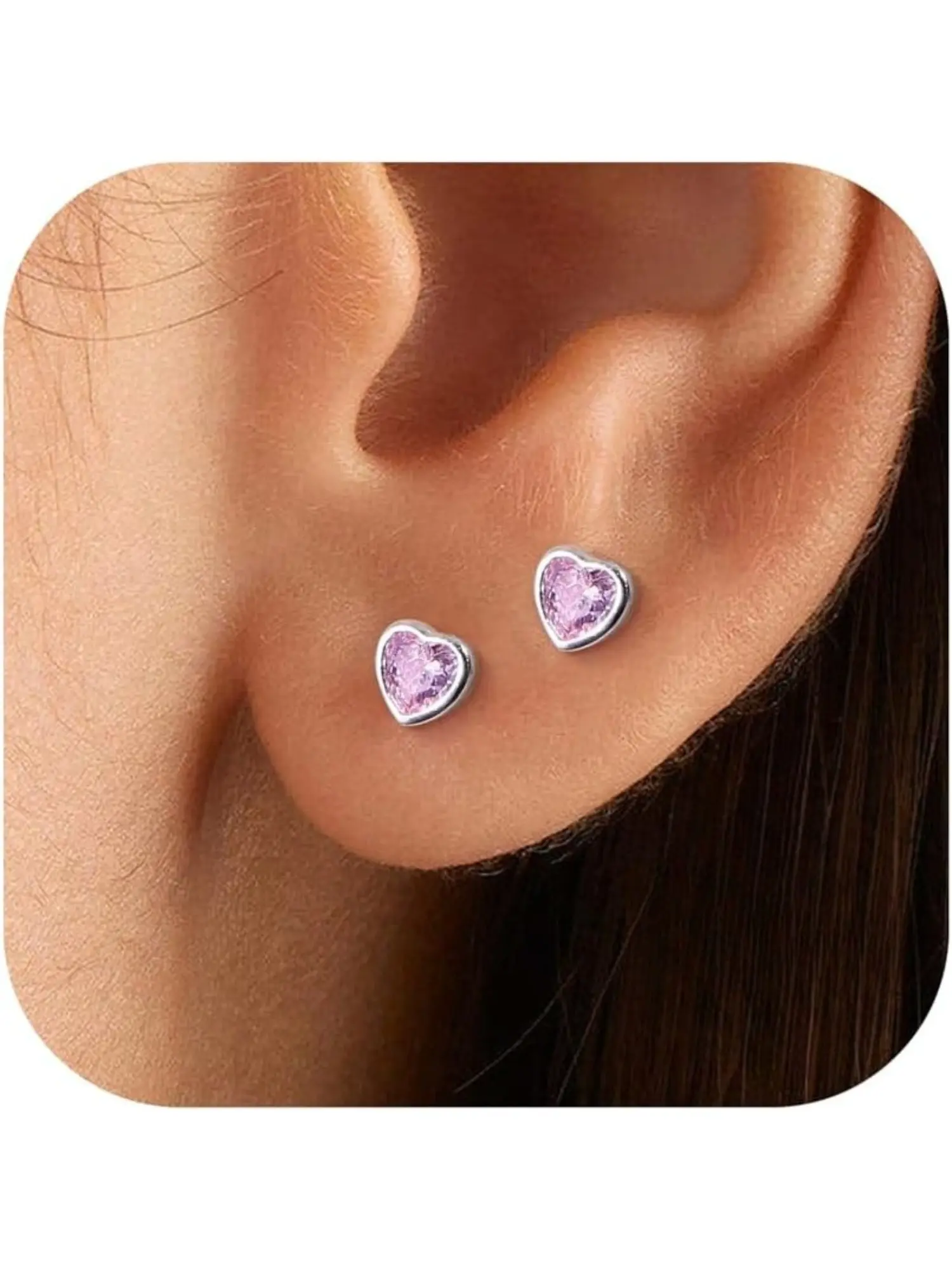 1 Pair Silver Stud Earrings for Girls Women Hypoallergenic Earrings Studs Cute Tiny Heart Flower Butterfly Earrings Silver Kids Earrings for Girls