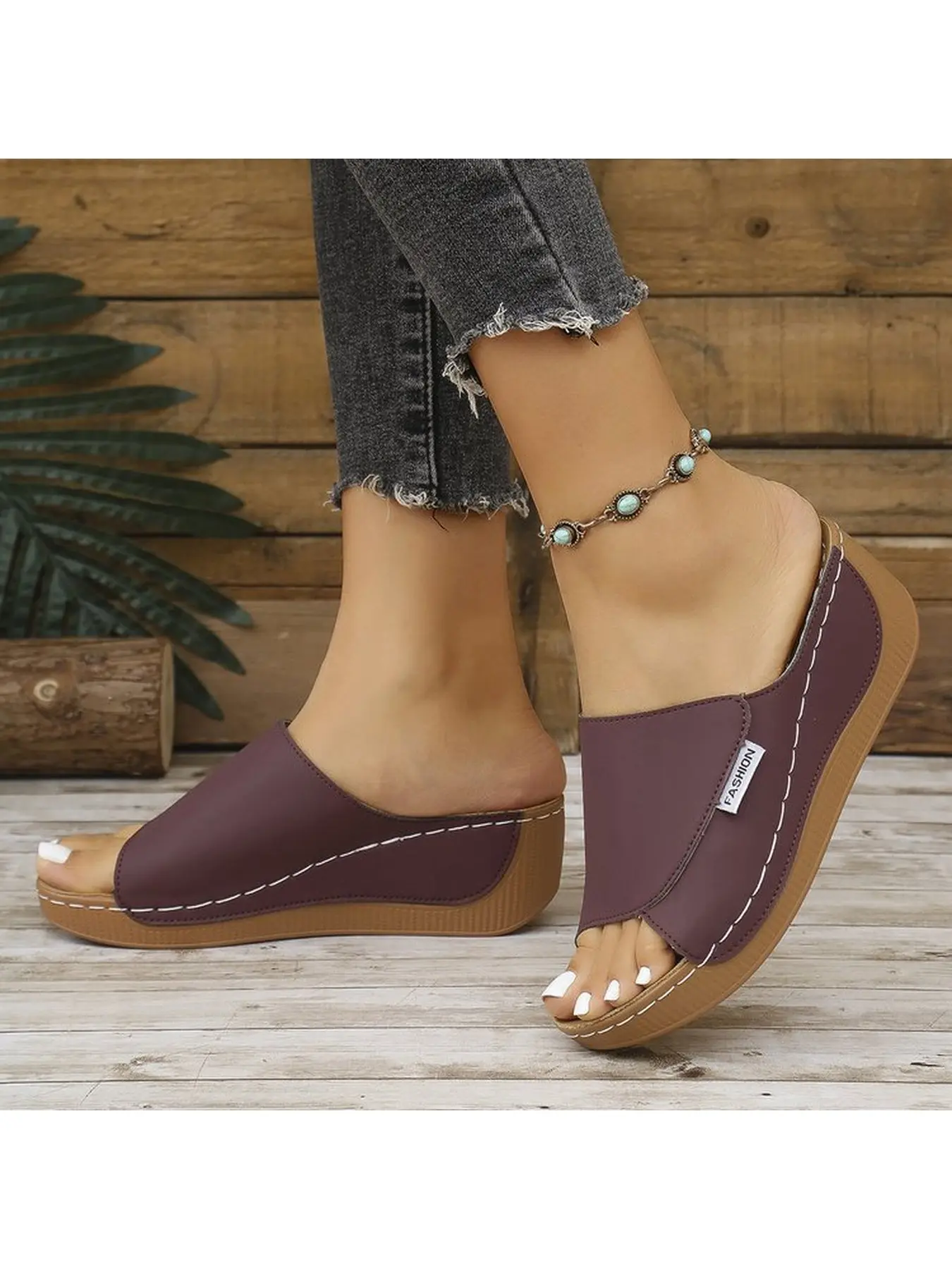 Women's Wedge Slide Sandals, Open Toe Slip-on Flat Slippers, Casual Outdoor Shoes, Fashion Summer Beach Vacation Sandals for Women, Ideal for Daily Commute, Travel and Work