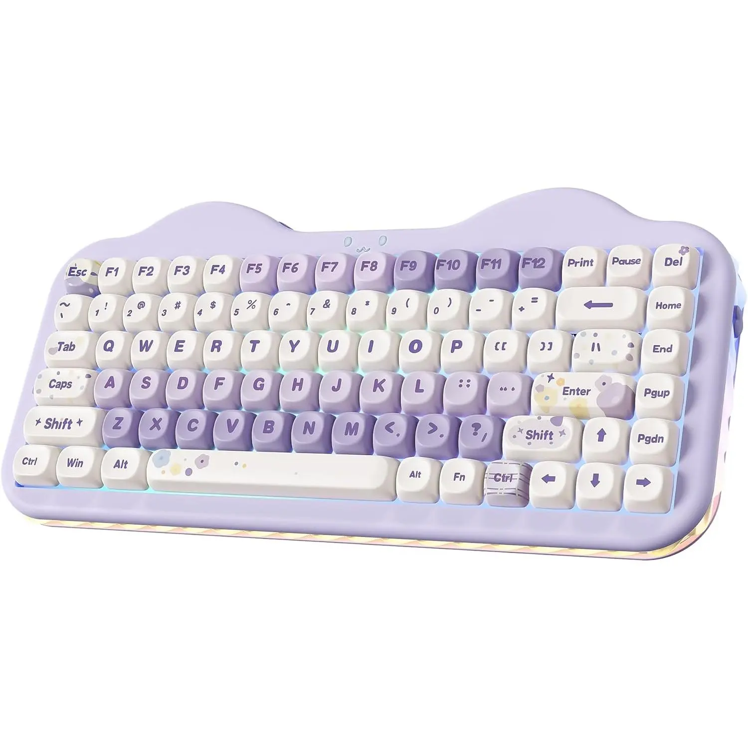 C75 Cute 75%  Mechanical Keyboard (, Milk V2 ) | Creamy Cake Keyboard, BT5.0/2.4G/USB-C, Hot-Swap, NKRO, PBT MOA Keycaps,5500mAh RGB Gasket Mount for /Win/Gaming/Office