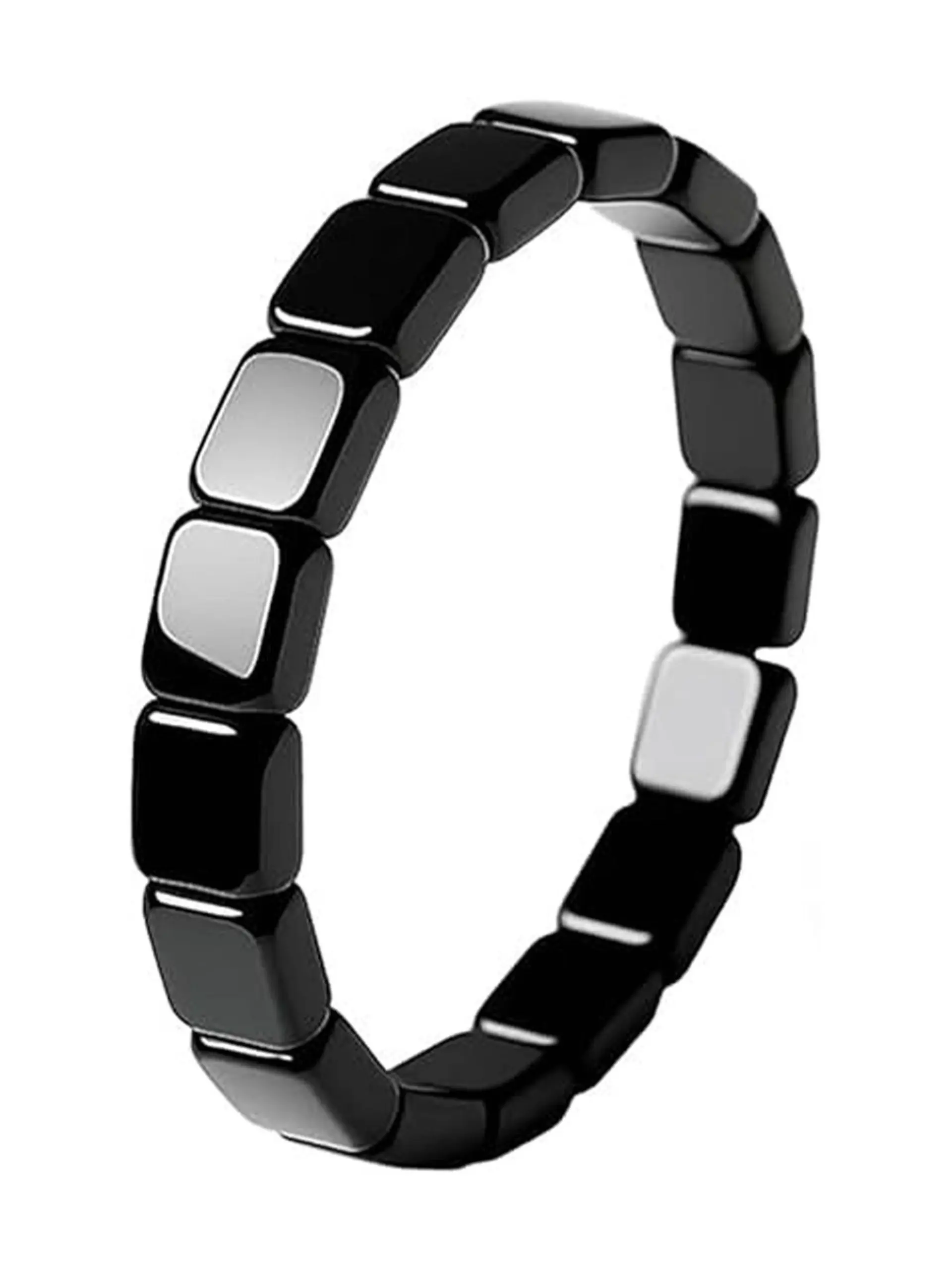 Square Black Gallstone Fashion Bracelet Men's and Women's Elastic Bracelet Accessories with Box