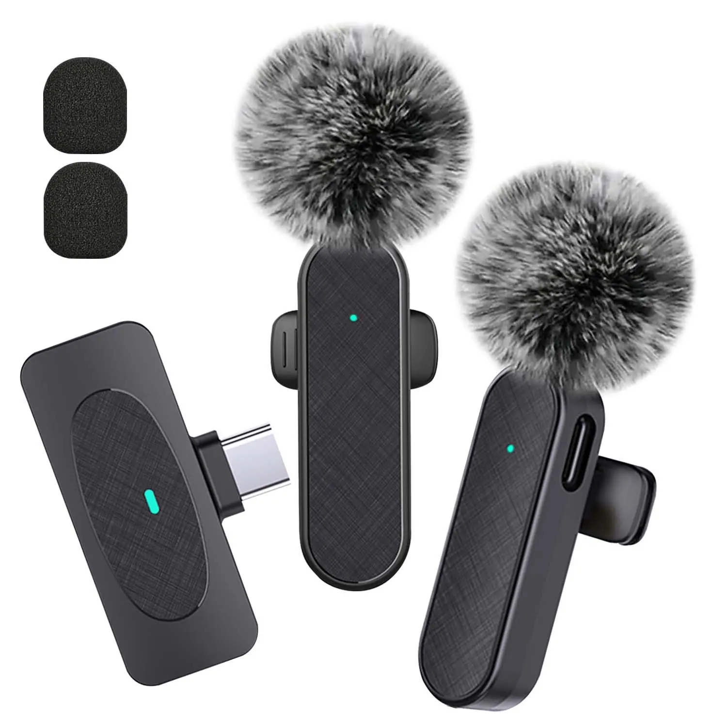 Portable wireless lapel microphone, Wireless Mics, suitable for iPhone and Android phones, noise reduction suitable for Vlog, interviews, live streaming, content creation, video recording, online teaching, conferences