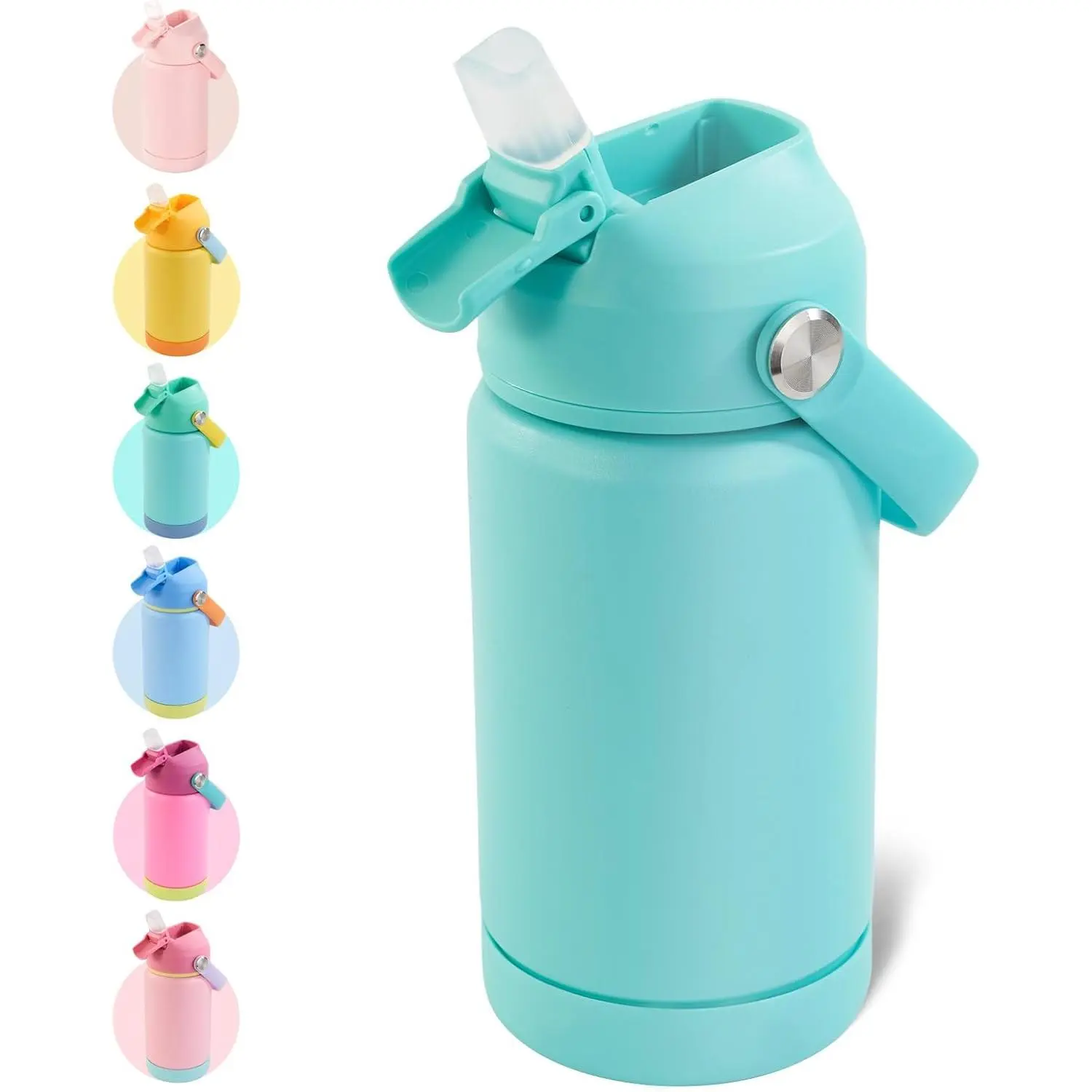 12oz Kids Water Bottle, Stainless Steel Insulated Water Bottle for Kids, Toddler Cup With Straws Leak-proof, Toddler Water Bottles for School Boys Girls, BPA Free, GreenGift.