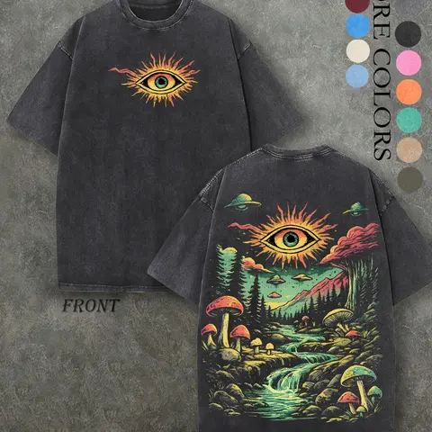 Retro-inspired, water-washed, heavyweight, relaxed fit, Loose Crewneck Graphic T-shirt for men and women, perfect for fans of alternative metal band tours, streetwear, gifts for vintage music enthusiasts, retro streetwear, casual, and commute