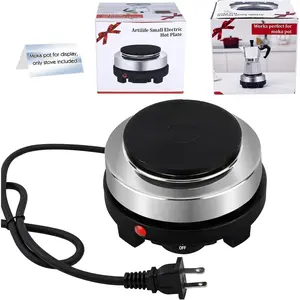 500W Mini Electric Hot Plate - Moka Pot Special, 110V Compact RV Camping Stove, 4" Cast Iron Burner for Coffee, Low Wattage Portable (Silver)