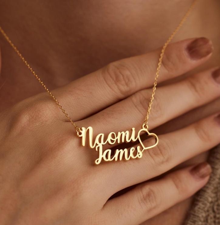 AS823 Personalized Customization of Two Names Love Necklace Stainless Steel Couple Necklace Holiday Gift for Men and Women