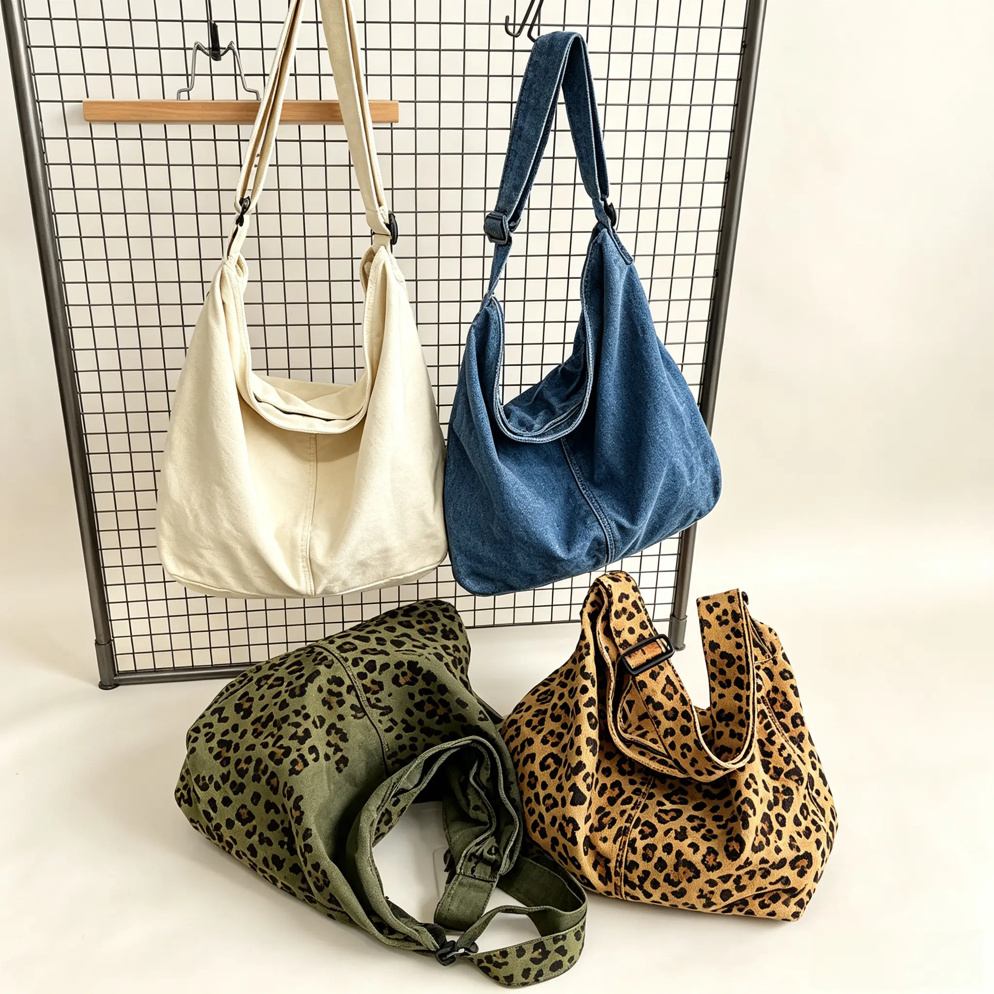 Camouflage Canvas Bag, large capacity crossbody bag,Leopard Print Crossbody Shoulder Bag, Fashion Vintage Unisex Bag for Commuting, Shopping, School, Work