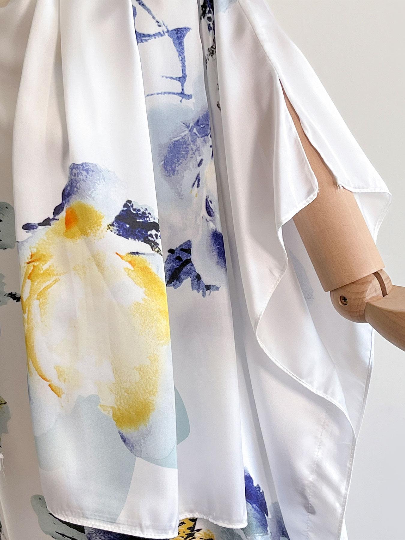 Women's Floral Print Dress & Scarf Set, Casual Elegant Set for Beach Vacation, Ladies Clothes Accessories