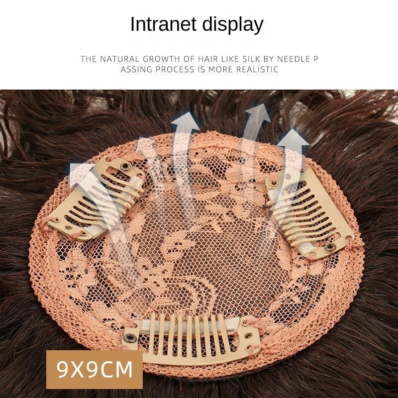 Natural Color/Dark Brown Human Hair Toppers For Women 3 Clips In Curly Topper Hairpieces For Hair Loss Volume Cover Grey Hair