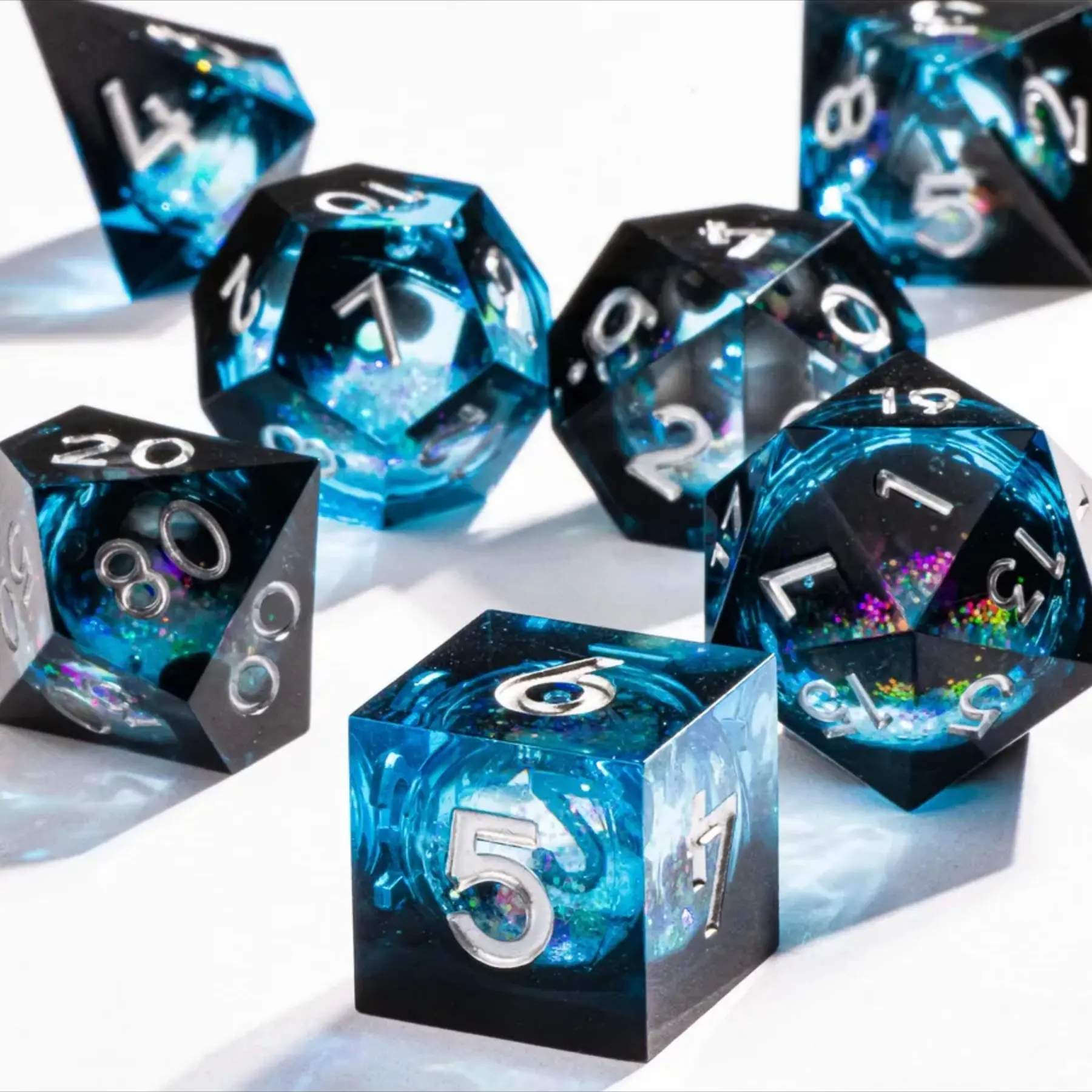 Dnd Resin Dice Set, Liquid Core Style Polyhedral Rpg Dice, Role Playing Game Accessories, Durable and High-Quality Design