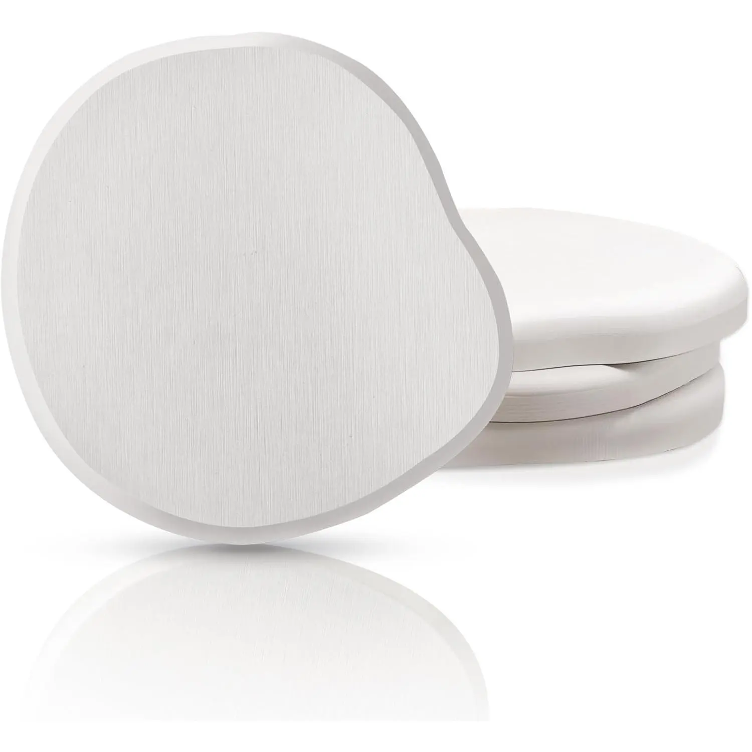 Diatomaceous Earth Coaster Set of 4, Unique Absorbent Stone Coaster, Irregular Shape Round Coasters, Modern Diatomaceous Earth Design Instant Dry Stone for Drinks, Table Desk at Work(White)