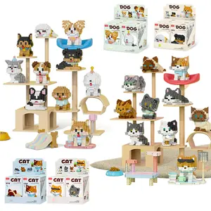 6PCS Cartoon Cat & Dog Pet Figures Building Blocks Set,Cute Cat Dog Micro Building Blocks Animal Model Kit for Kids Adults,Cute Mini Particle Cat & Dog Building Blocks, Fun for Kids & Adults, Decor & Gift Idea, Perfect Time Killer