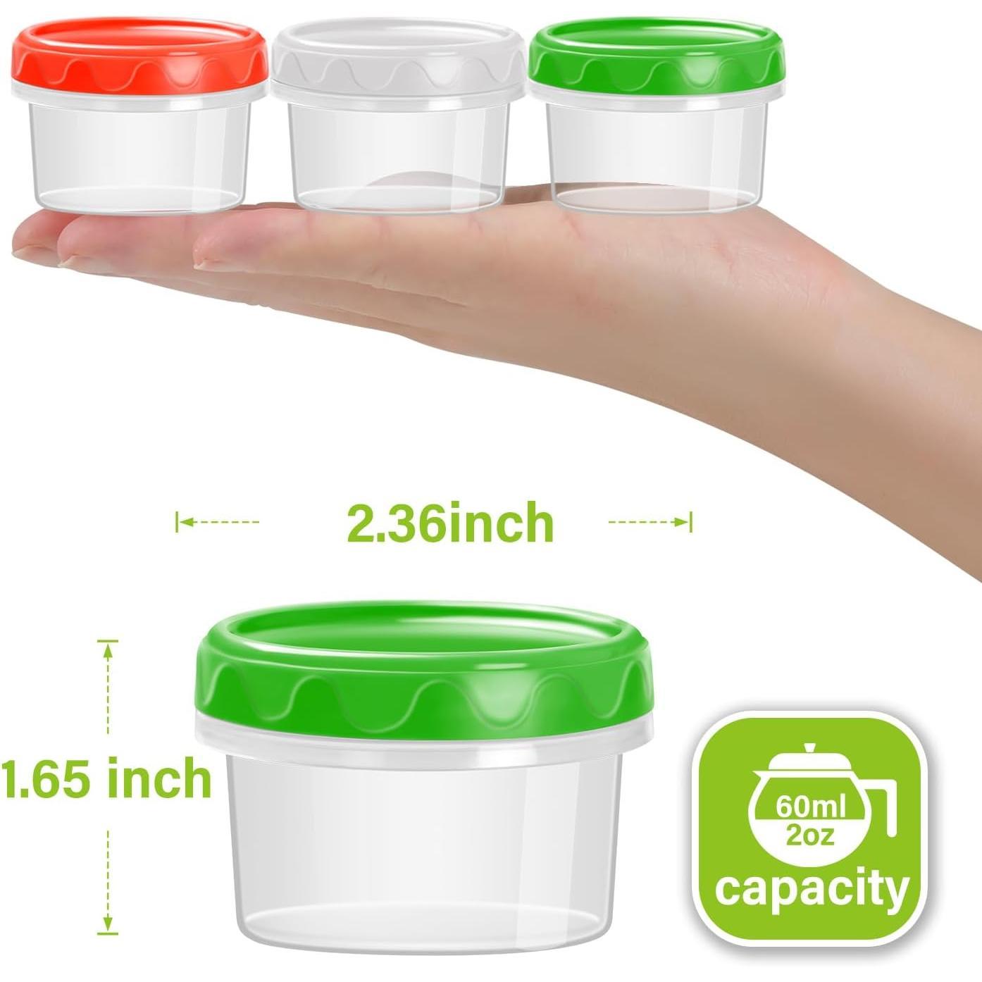 2 oz Plastic Containers with  Small Salad Dressing Container To Go Condiment Sauce Dipping Cups Jars Airtight,6-pack