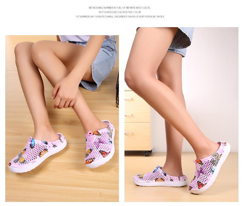 Butterfly Print Mesh Clogs for Women, Breathable Slip On Mules, Lightweight Non Slip Casual Summer Sandals, Cute Comfortable Nursing Shoes for Indoor Outdoor Beach, Trendy Aesthetic Footwear