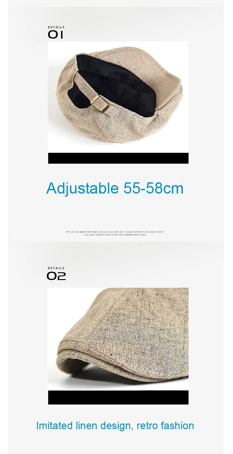 Men's Summer Berets Outdoor Breathable newsboy cap Spring Flat Hats Solid Duckbill Hats Vintage Gatsby Beret Hat Women