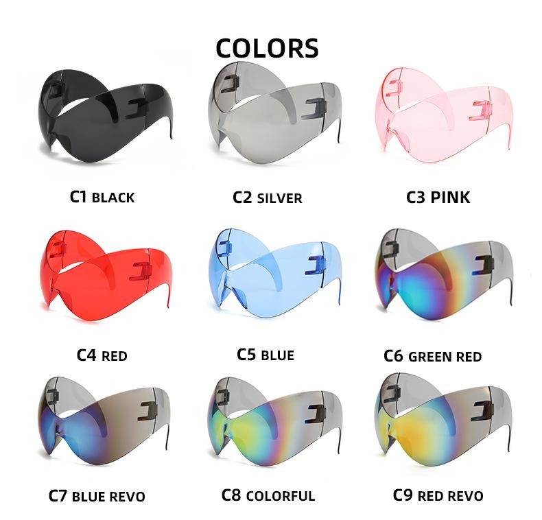 Future technology sense oversized punk sunglasses cross-border Y2K one-piece personalized sunglasses