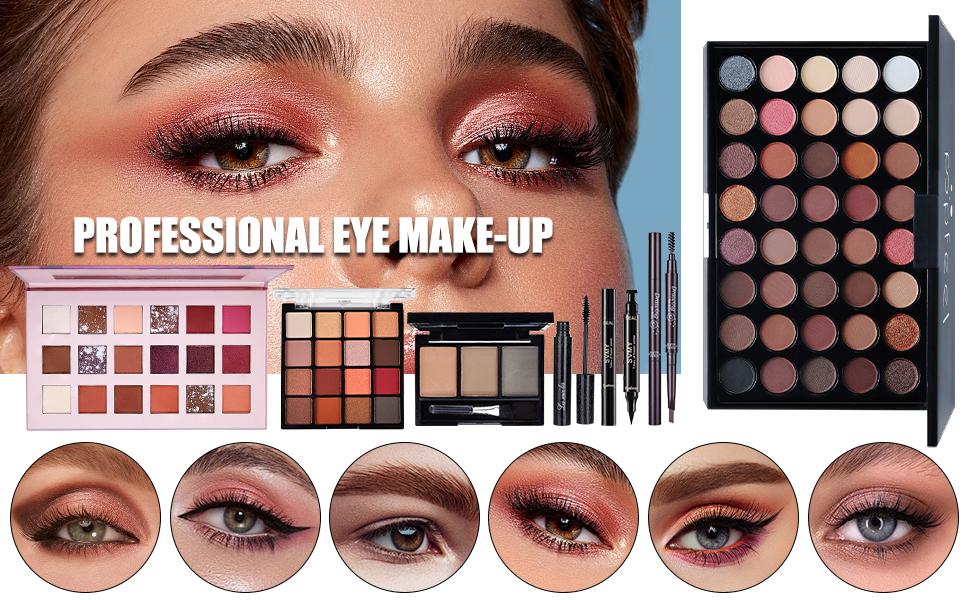 All in One Makeup Kit for Women Full Kit, Make Up Gift Set for Women, Makeup Essential Bundle Includes Foundation Face Primer Eyeshadow Contour Palette Lipstick Eyeliner Mascara Cosmetic Brush Set
