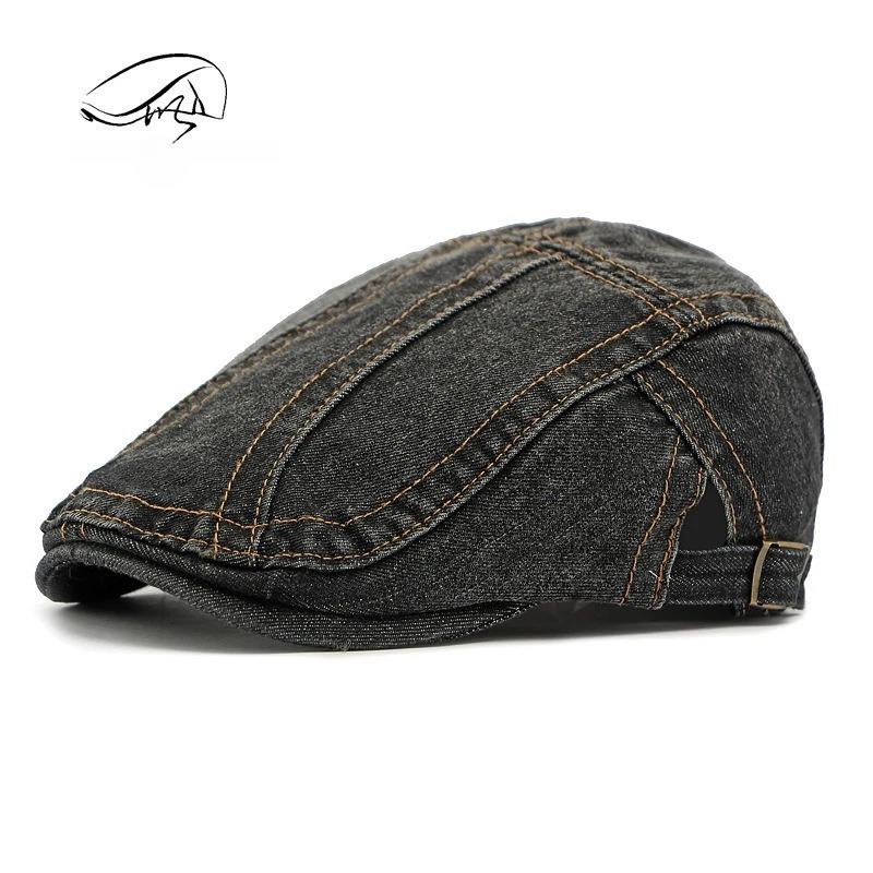 1pc Women's Classis Retro Beret Classis Denim Retro Newsboy Caps for Men,Summer Solid Washed Adjustable Flat Caps Visor Hat