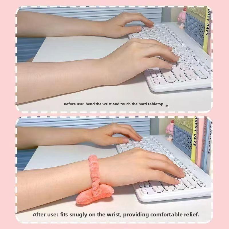 4Pcs Soft Wrist Rest Mouse Pad with Hand Pillow, Elastic Strap Keyboard Wrist Support for Office & Home Use