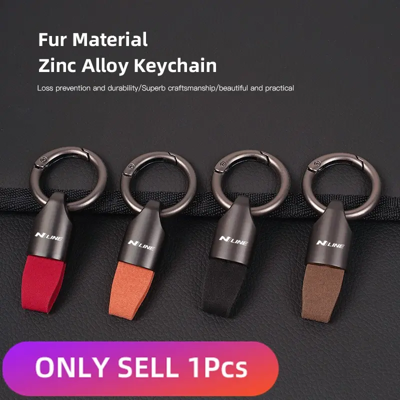 Zinc Alloy Leather Car Key Chain Strap Keyring For Hyundai N Line Tuscon NX4 I20 I30 I10 Sonata Elantra