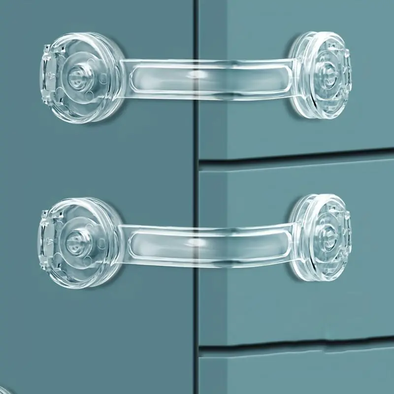 3pcs 1 Locking Strap + 2 Locking Buckles) Transparent Safety Lock, No Drilling Required, Strong Adhesive, Drawer, Refrigerator, Cabinet, Door Lock, Furniture Protective Buckle