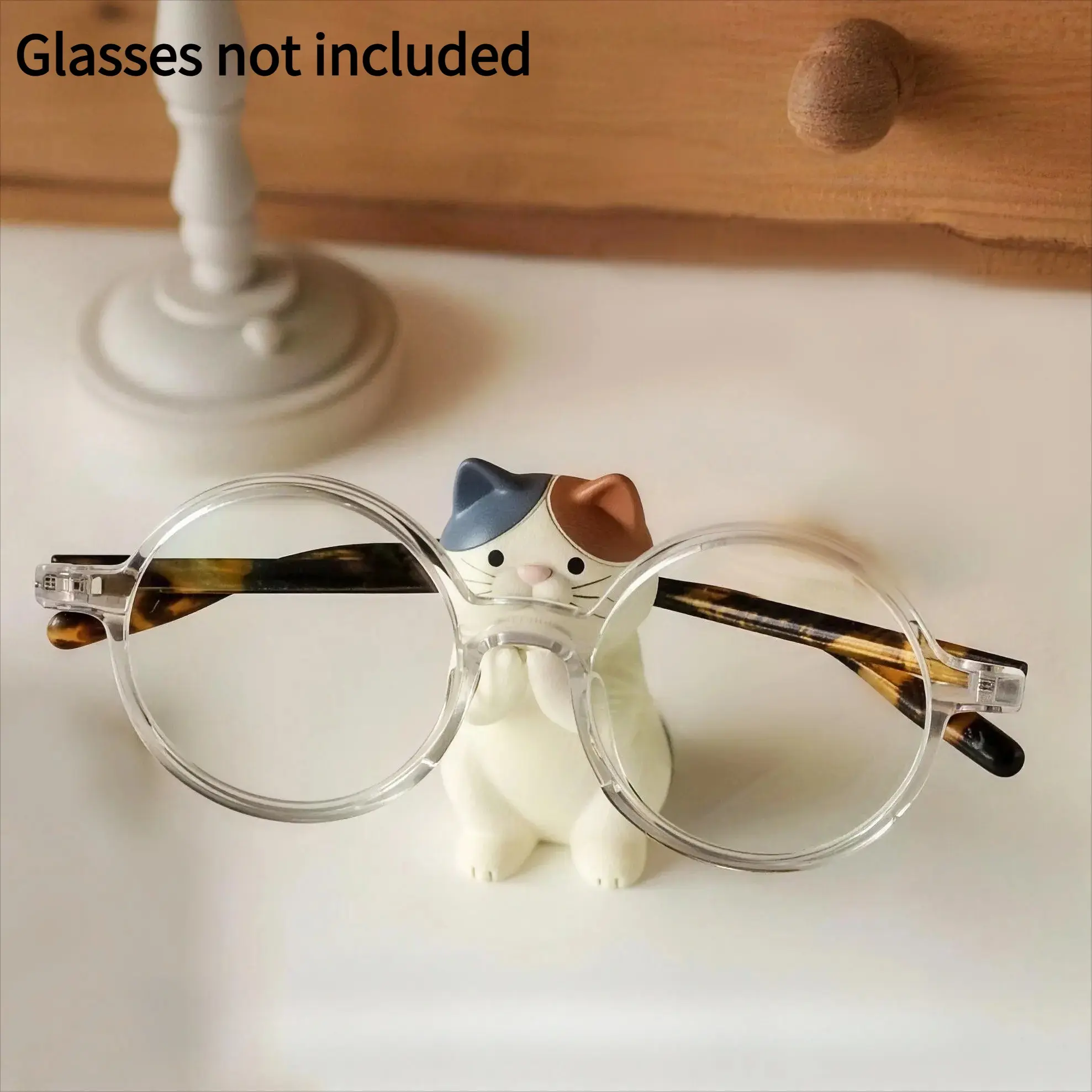 Cute Cat Design Charm Glasses Holder, Resin Ornament, Creative Desktop Decoration, Glasses Storage for Home, Office, Coffee Shop, Eyeglasses Holder
