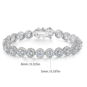 [5A+ Cubic Zirconia]Loveden 5mm CZ Round Cubic Zirconia Halo Tennis Bracelets for Women For Men Hiphop Elegant Fashion Trendy Elegant Design ATS61500 copper bracelet classic gift