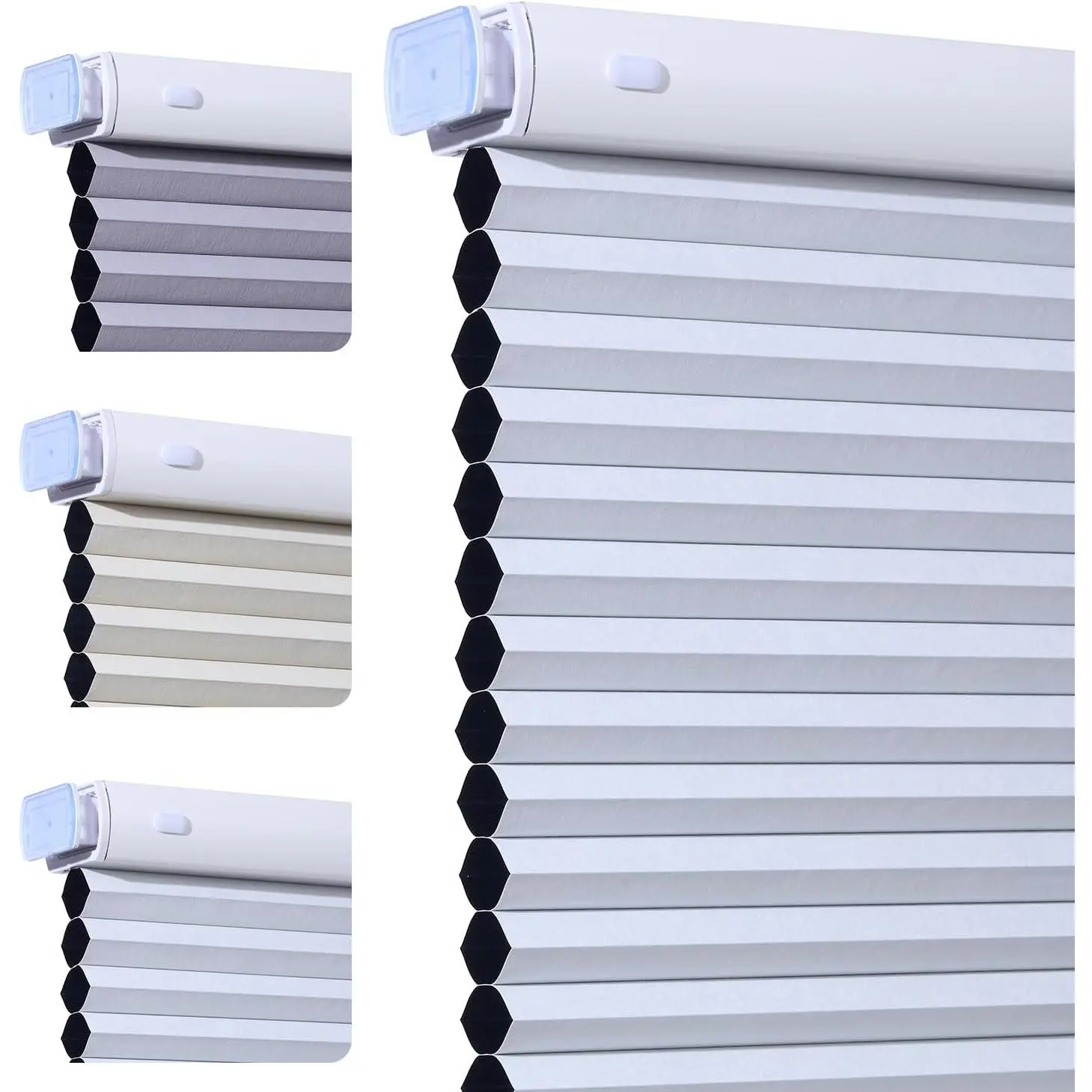White Cellular Shades - Cordless No-Tools BlackoutWhite Blackout  Blinds, 36" W x 72" H, No-Drill Mount, Cordless Safe Lift, Thickened Track, Bedroom/