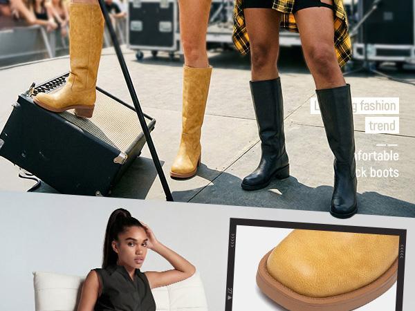 Women's Knee High Boots Square Toe Chunky Block Riding Tall Boots for Women Low Heel