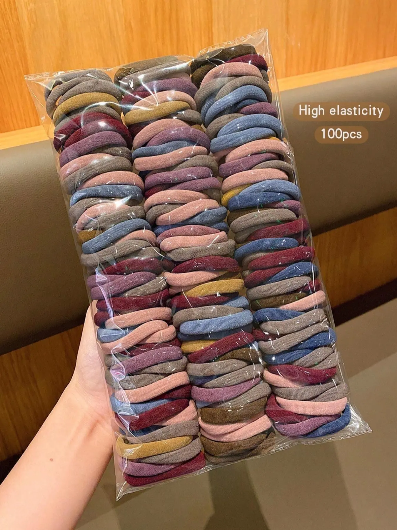 100pcs Random Color Hair Ties, 4cm High-Elasticity Seamless Hair Bands, Durable Casual Hair Accessories Set, Suitable for All Seasons