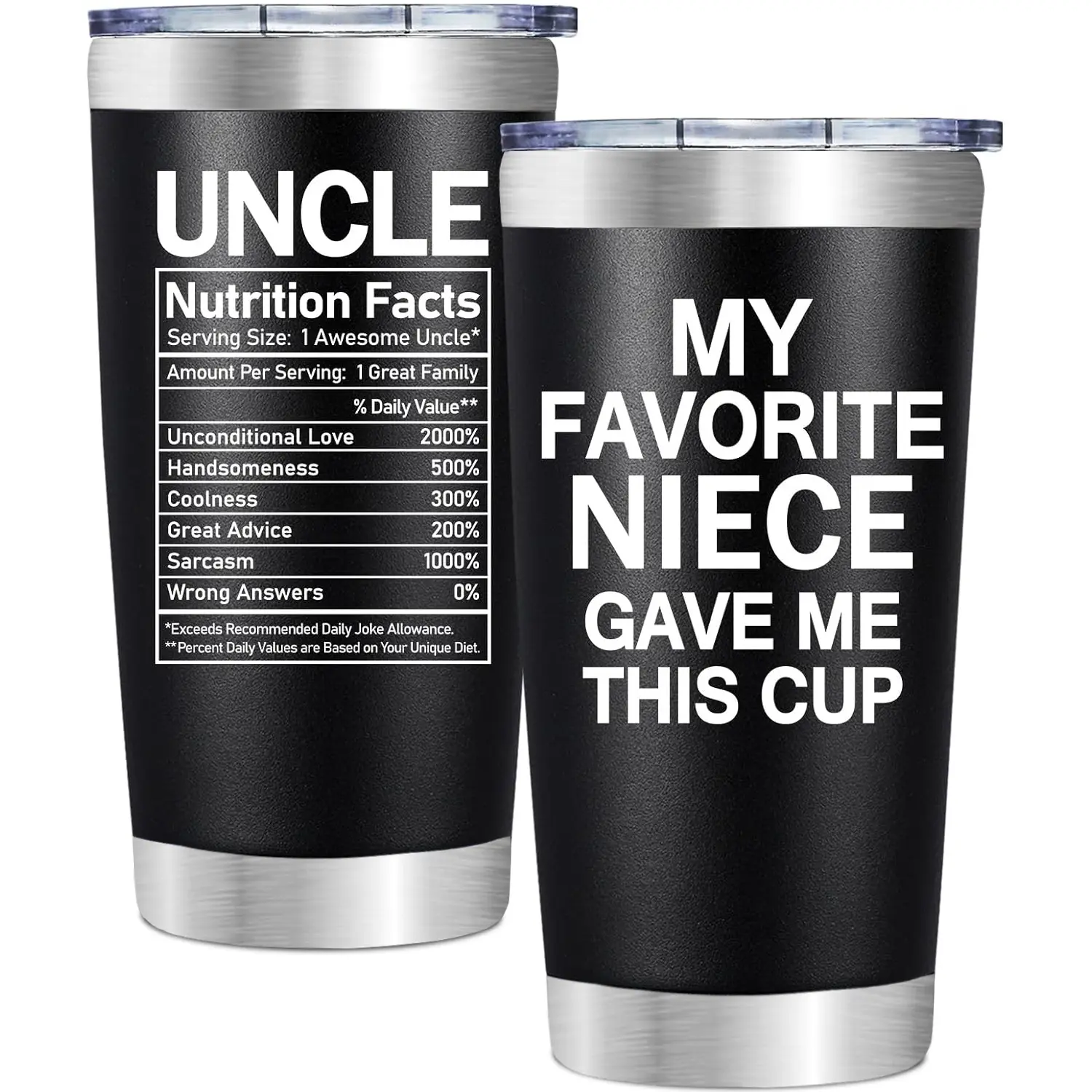 20oz (500-1000ml) Stainless Steel Leak-Proof Vacuum Flask Tumbler - Insulated Travel Thermo Cup, Best Uncle Gifts from Niece for Fathers Day, Christmas