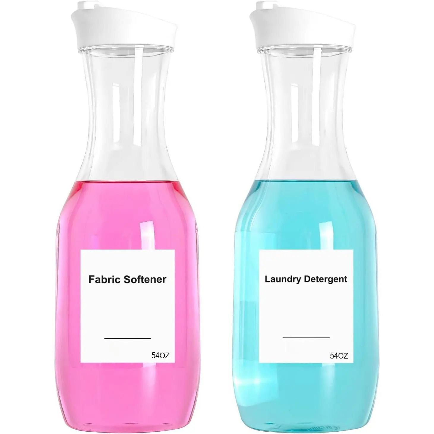 54 OZ Laundry Detergent Dispenser, Laundry Soap Dispenser, Liquid Laundry Detergent Container and Organizer, Clear Plastic Fabric Softener and Laundry  Dispenser for Laundry Room, 2Pack