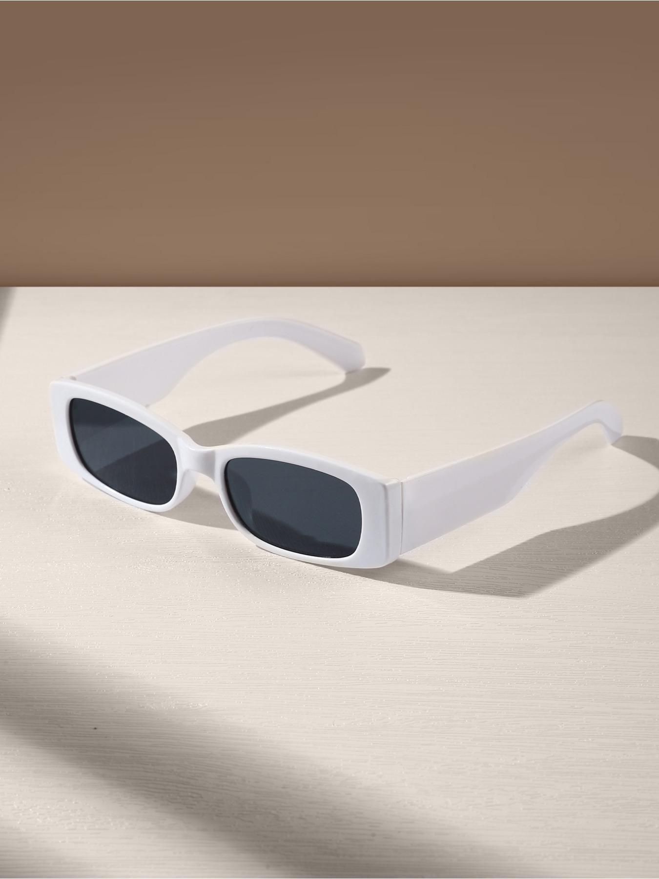 Unisex Vintage Rectangle Frame Sunglasses, Trendy Casual Full Rim Sunglasses for Everyday Use, Fashion Accessories for Outdoor Activities