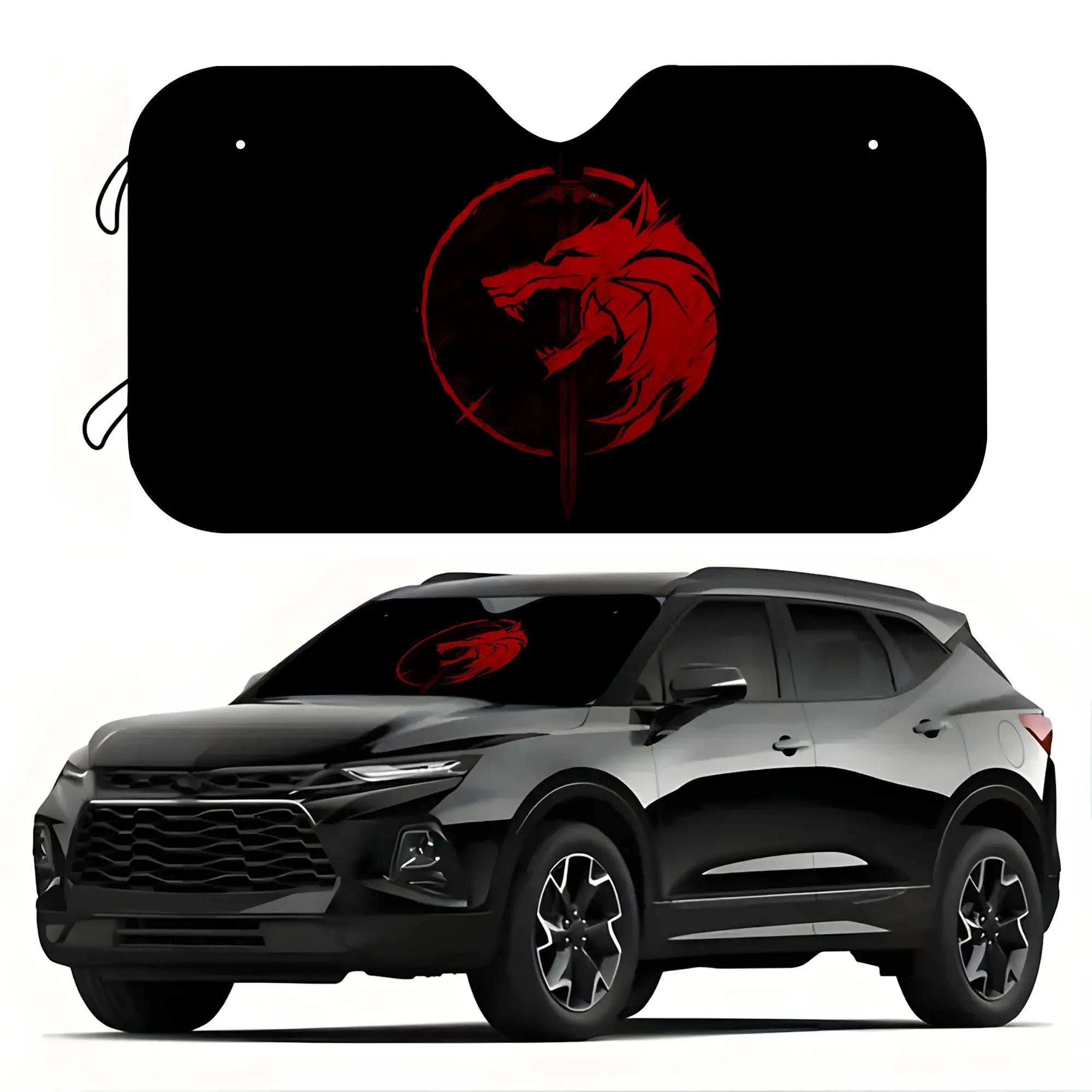 1pc Cartoon Style Car Sun Shade Wolf Pack Design Themed UV Glare Protection Windshield Cover, Universal Fit, Perfect Gift for Holidays Birthdays