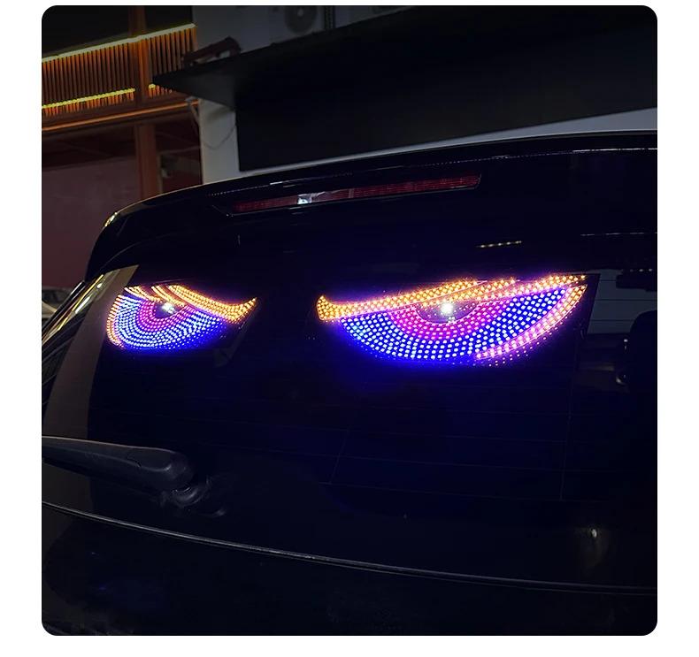 New Car Dynamic Devil's Eye Light Car Sticker Led Display Truck Car Front and Rear Windshield Glass Light Eye Warning Light