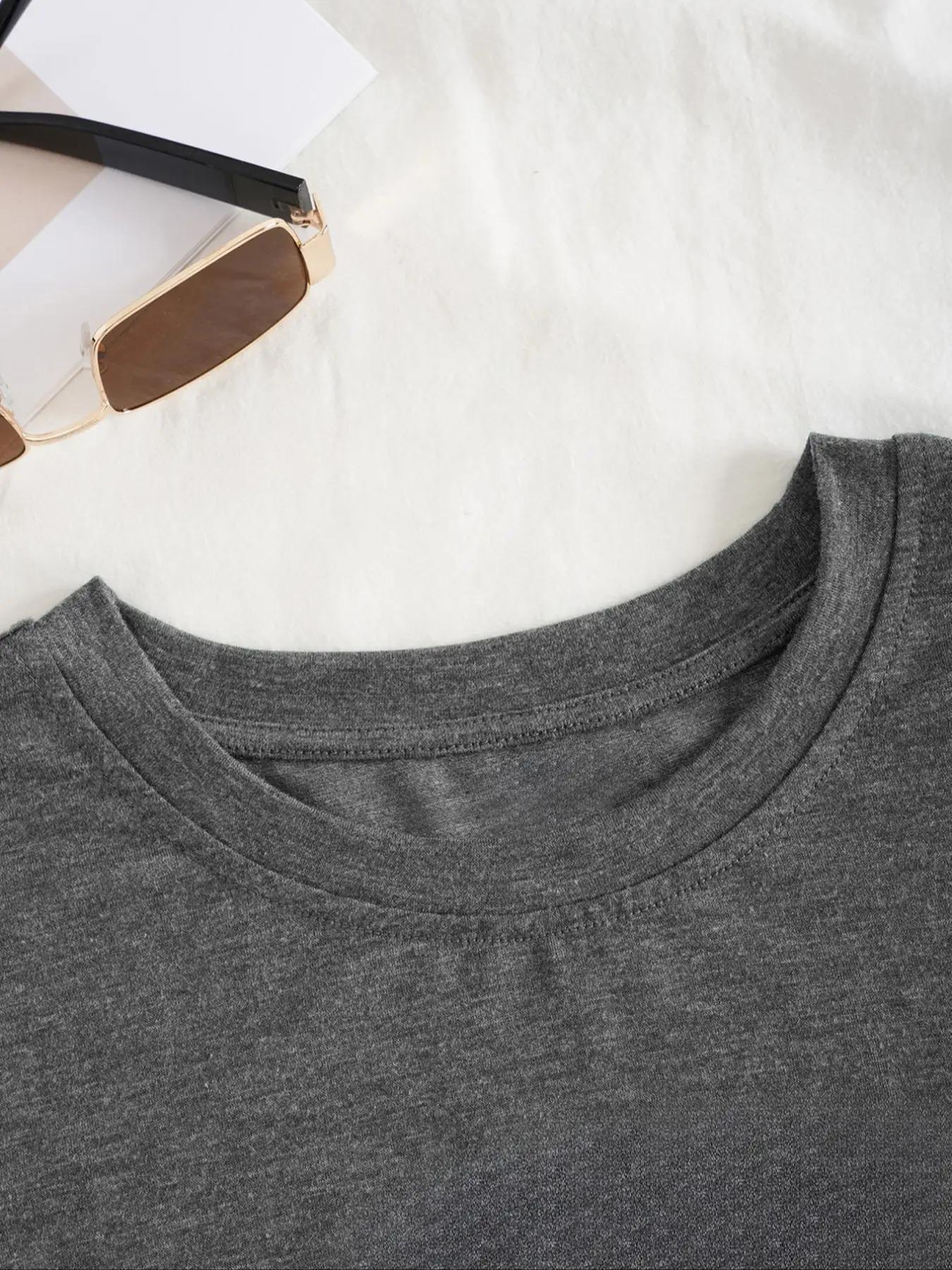 Women's Letter & Wings Print Round Neck Graphic Tee, Vintage Trendy Casual Half  Sleeve T-shirt for Daily Wear, Ladies Summer Clothes