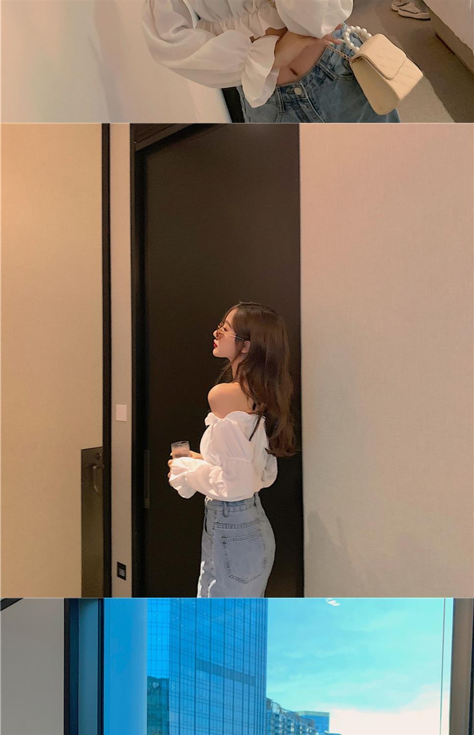 Women Top Sexy Blouse Off Shoulder Top Long Sleeve Club Party White Shirt Puff Sleeve Ruffle Crop Top Summer Tube Top