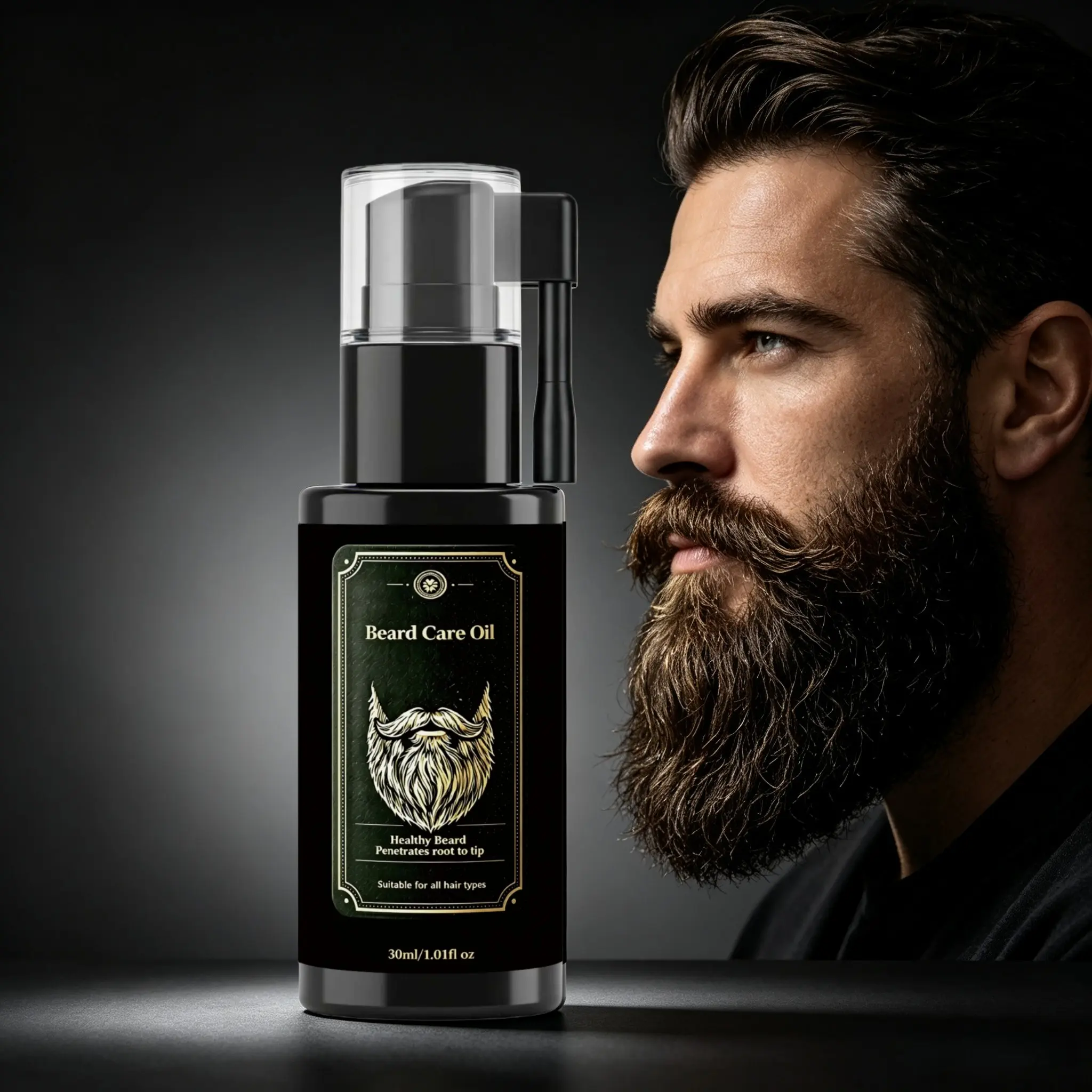 30ML Beard Care Oil, Hydrating Soften Rough Beard, Strengthen Beard Roots, Boost Fuller Thicker Dense Beard, Add Natural Shine, Nourish From Root To Tip, Conditioning Beard Serum For All Beard Types, Daily Men’s Beard Grooming Moisturizing Oil