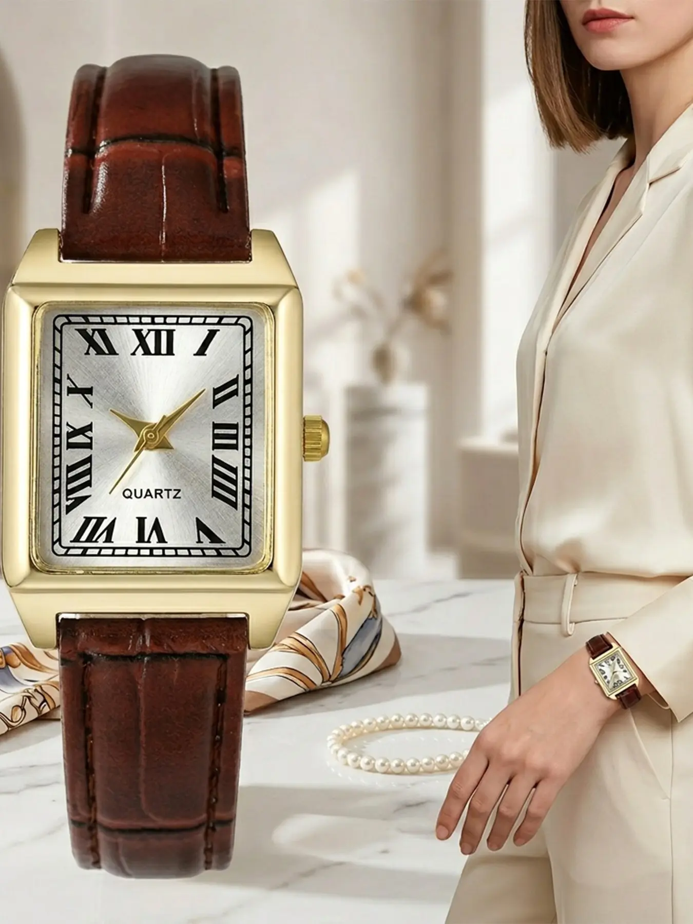 Women's Quartz Watch, Square Case Design, Perfect for Women, Fashionable and Elegant Gift, Stylish Timepiece for Her