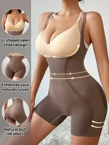 Seamless High-Waisted Shapewear, Body-Fitting Elastic U-Neck Design, Perfect for Women's Shape Sculpting and Comfortable Wear