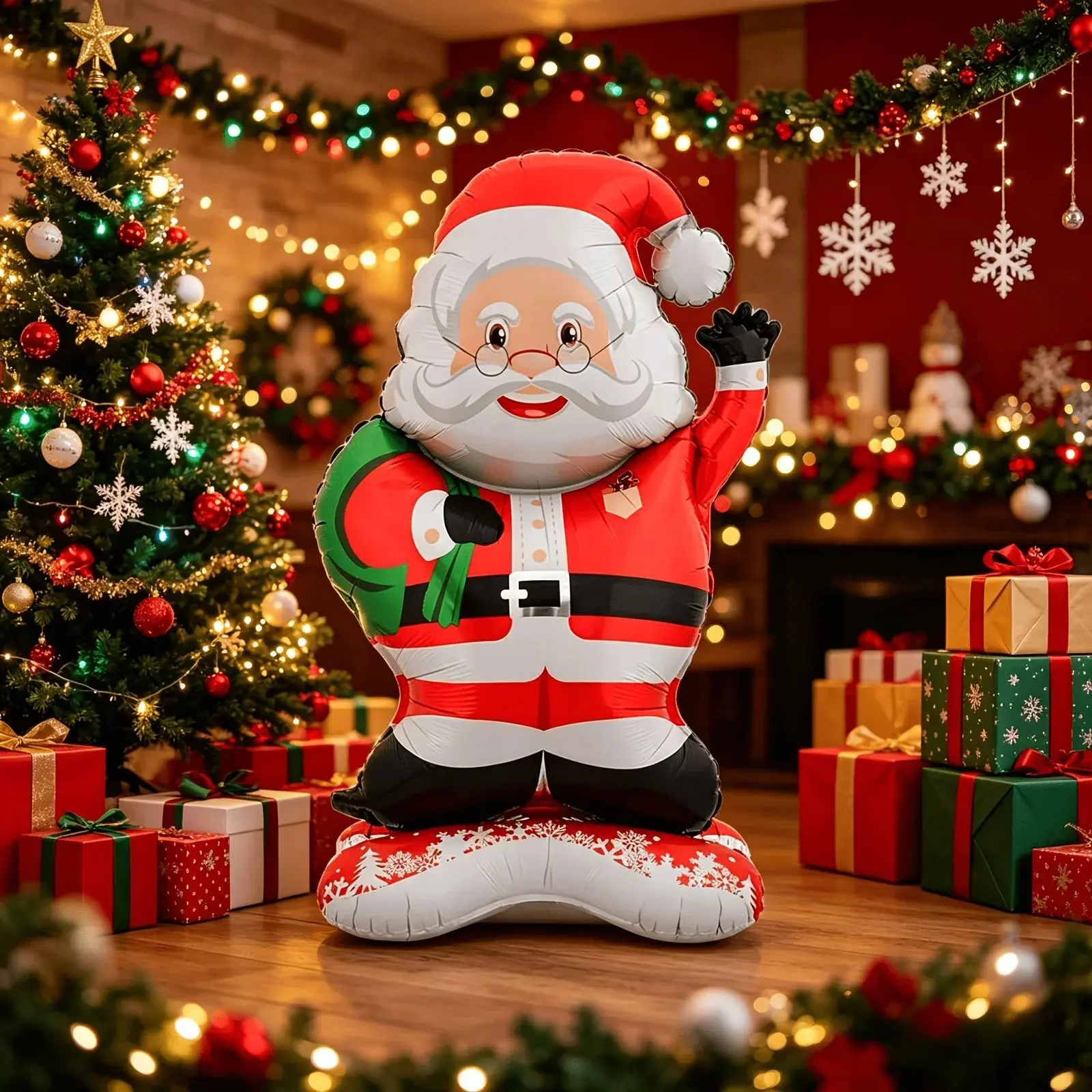 Standing Santa Claus Foil Balloon for Christmas Party, New Year Family Celebration, Holiday Decorations, Festive Atmosphere Enhancer