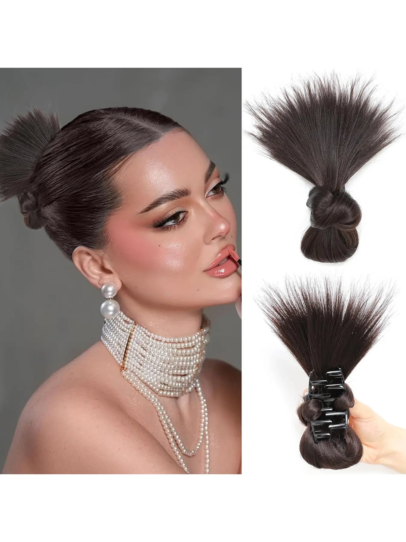 Stylish Lightweight Synthetic Cosplay Wig Headband for Daily Wear Low Back Bun Chickpea Hair Style Hair Donut Cover Breathable Comfortable Street Fashion Hair Accessory